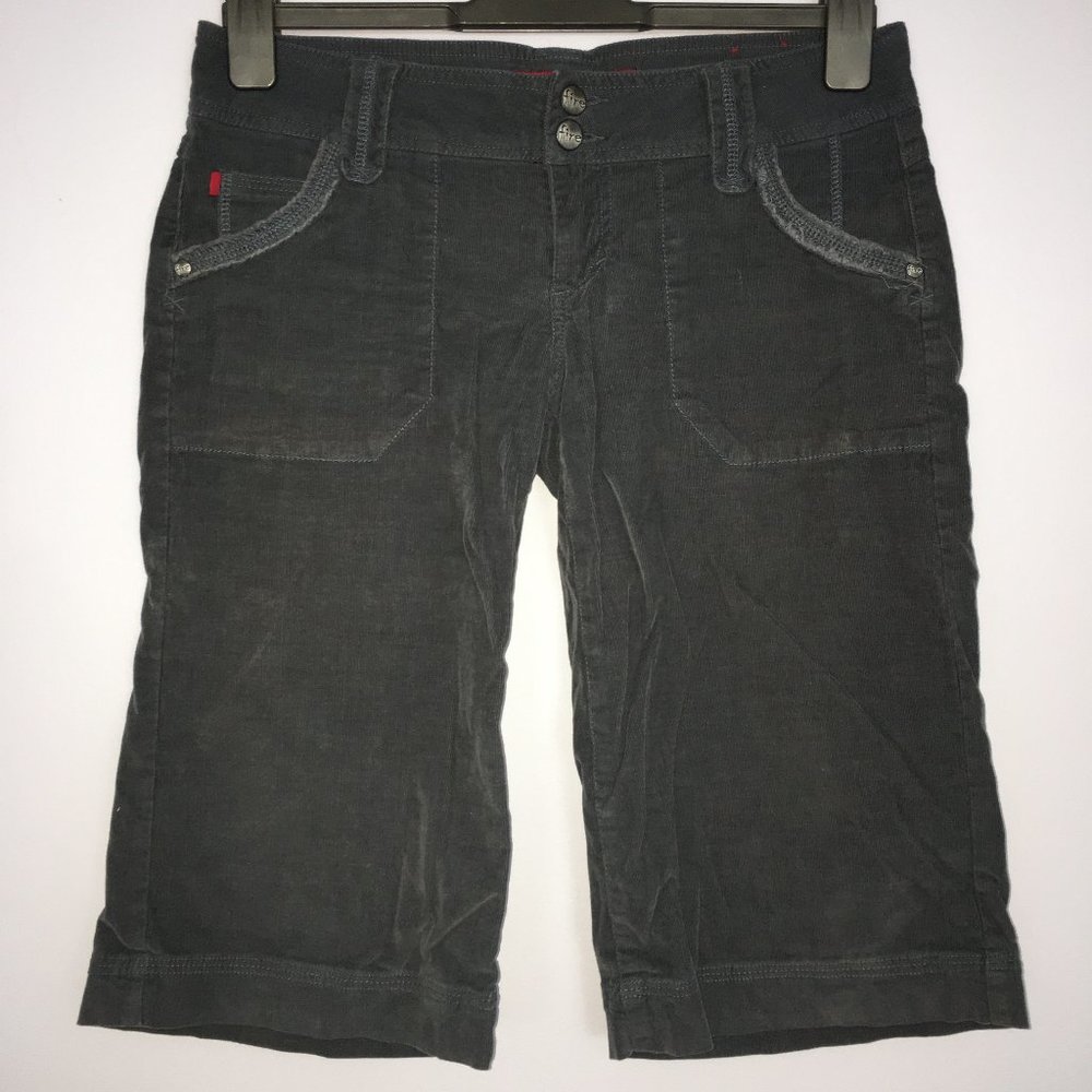 Fire Jeans Juniors 1 Coal Gray Sabrina Corduroy Fringe Trim Pockets Board Shorts